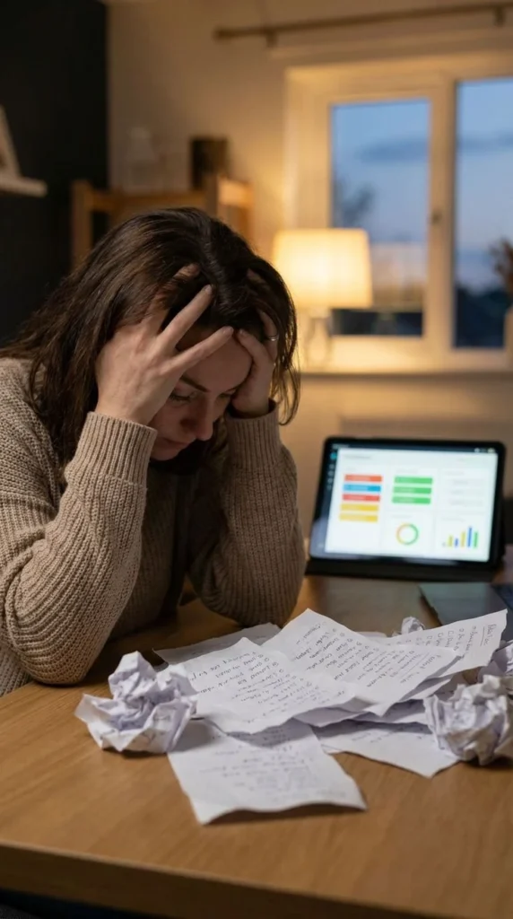 Stressed professional thinking about income loss due to disability
