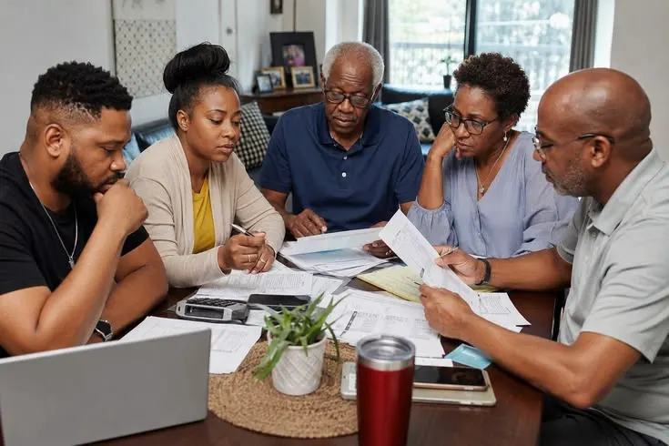 What Dying Without a Will Does to an Estate: The Probate Consequences Most Families Discover a family sitting around a table with papers discussing estate planning